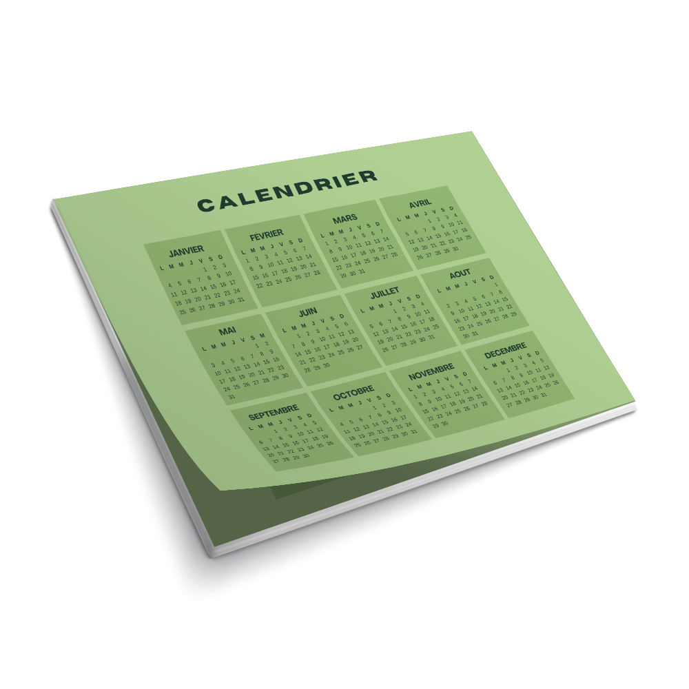 Calendrier sous-main en papier recyclé